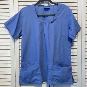 Butter Soft Blue Scrub Top Size Medium